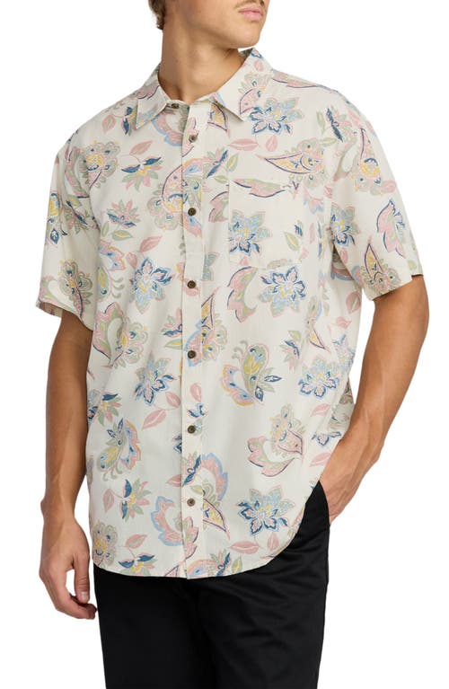 Billabong Sundays Paisley Short Sleeve Button-up Shirt In Gray