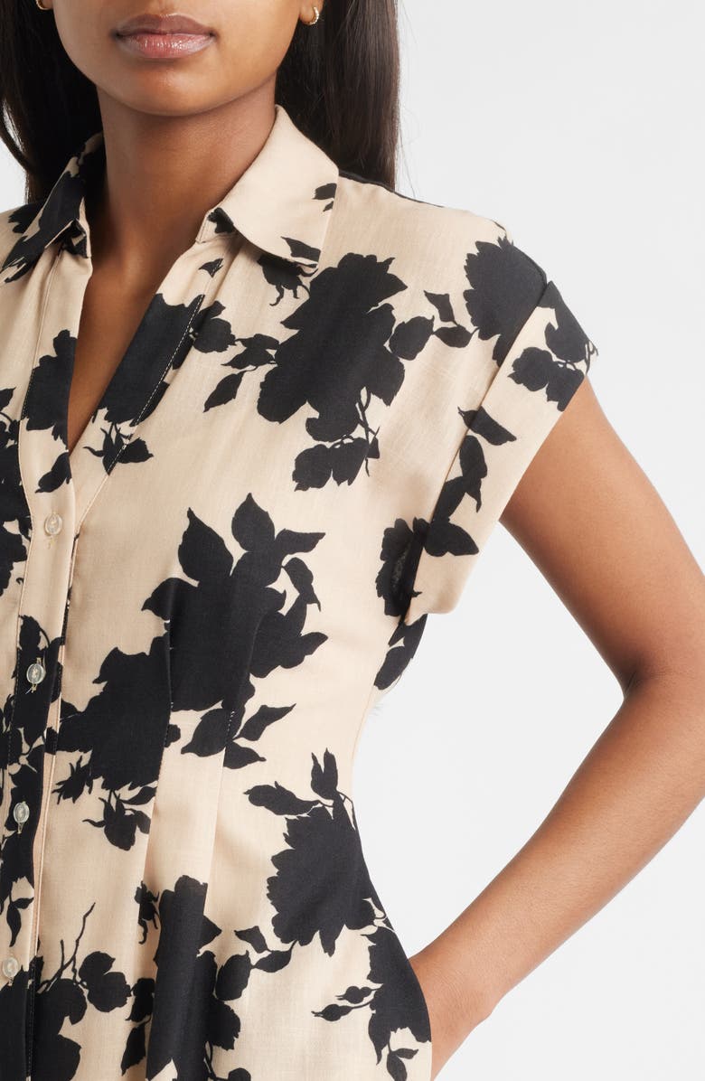 Julia Jordan Print Shirtdress, Alternate, color, Black/ Tan