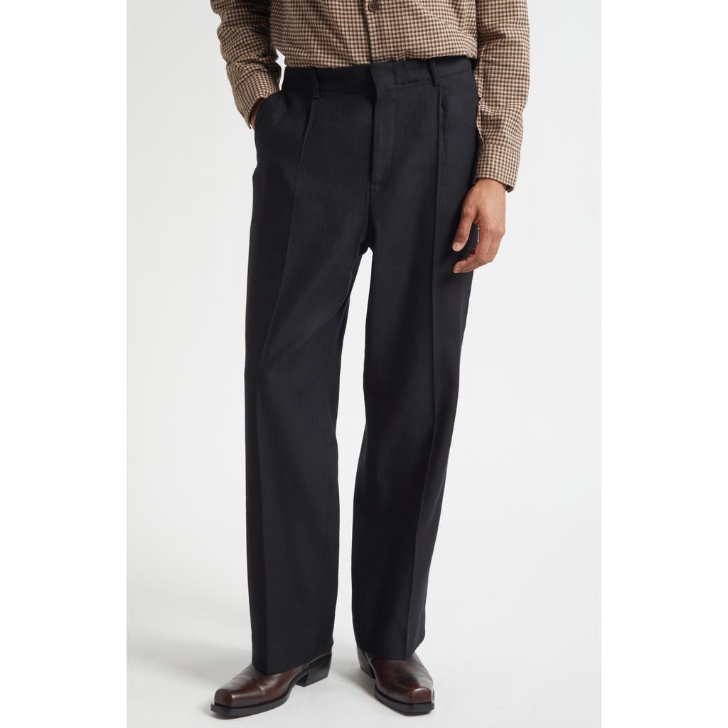 OUR LEGACY Borrowed Stripe Wide Leg Chinos in Coal Black Link Stripe Weave  product