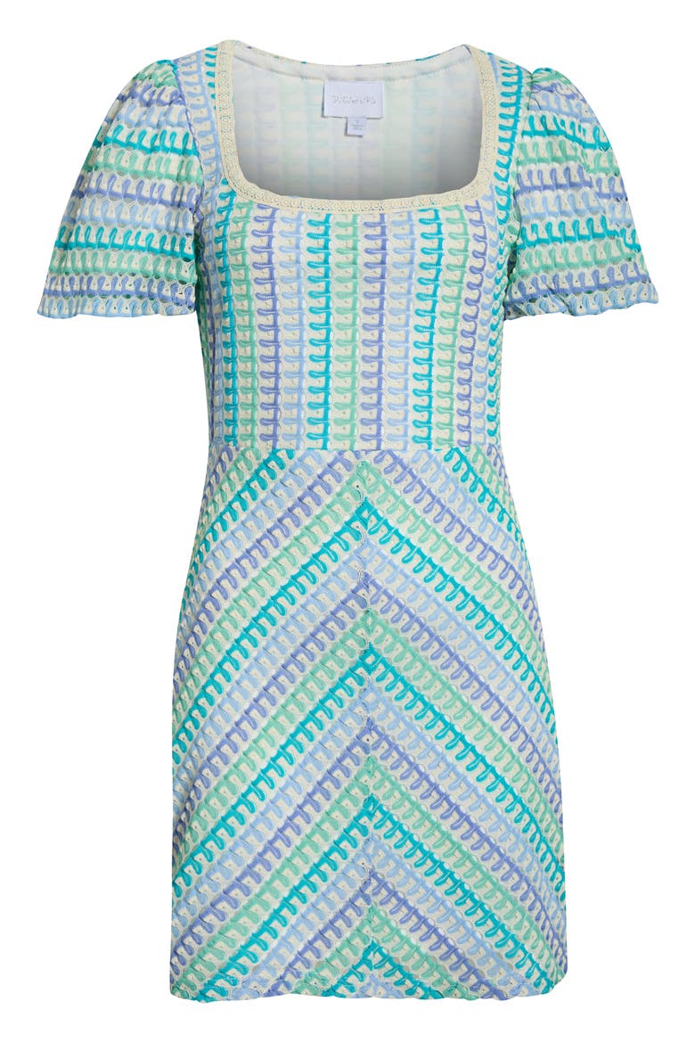 Widley Reyna Crochet Minidress, Alternate, color, BLUE WHITE
