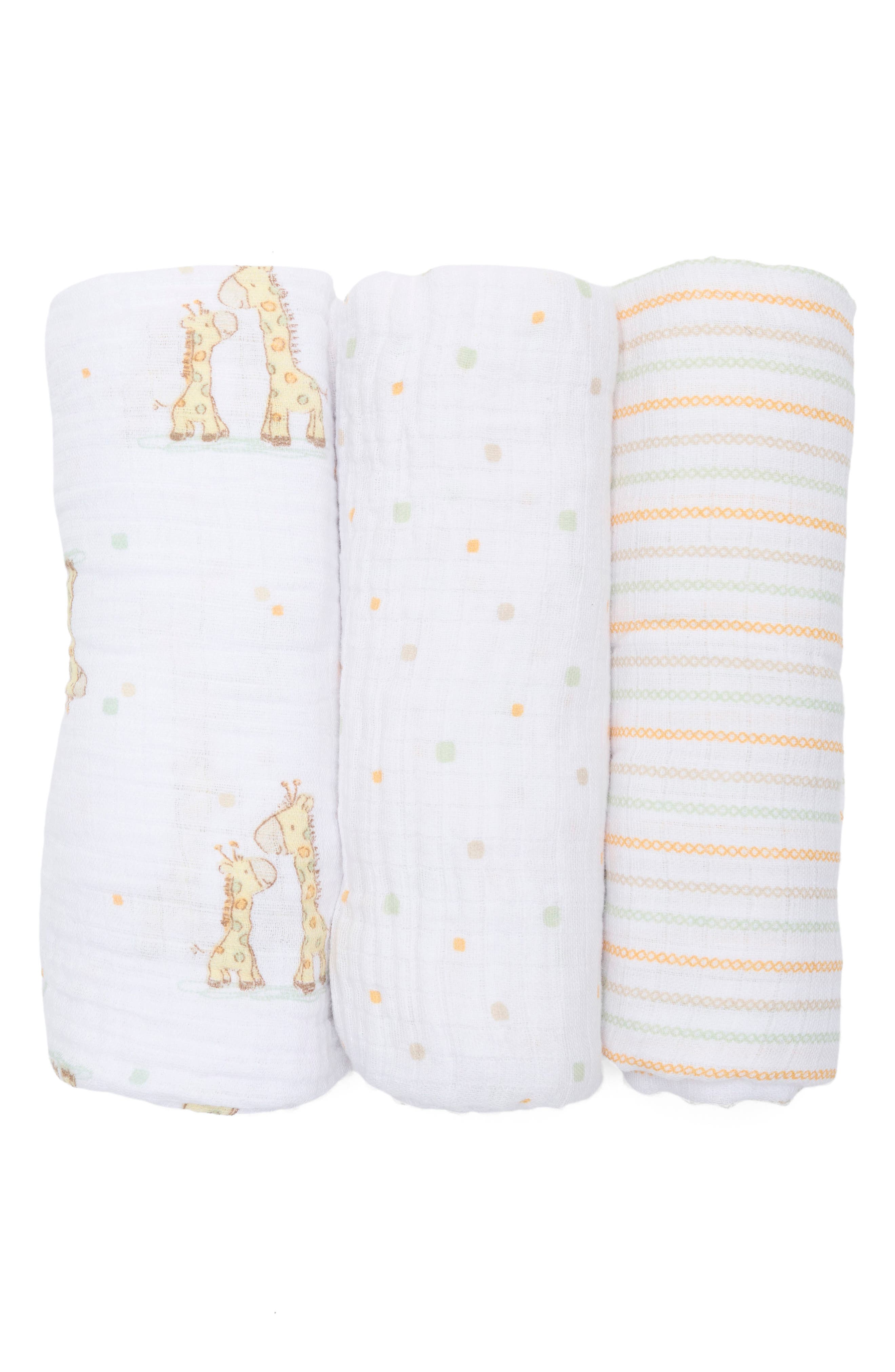 Little Me 3-Pack Cotton Muslin Swaddle Blankets