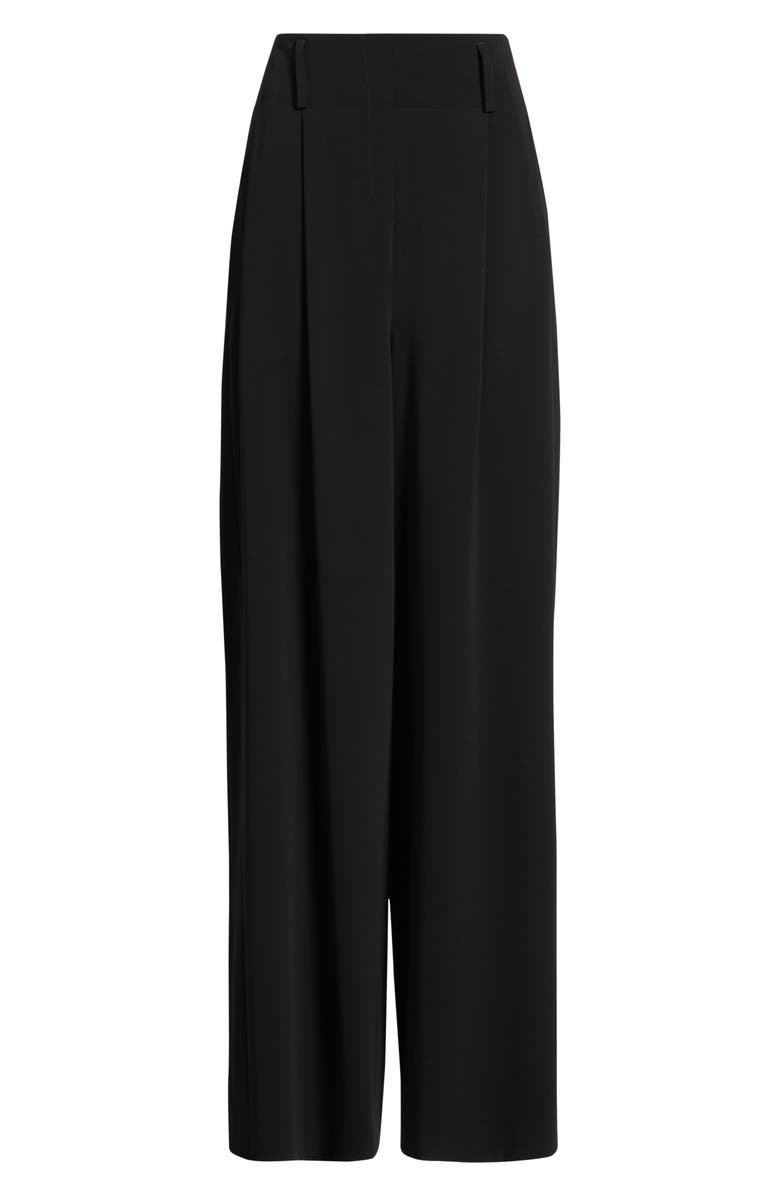 Akris punto Pleated High Waist Trousers, Alternate, color, Black