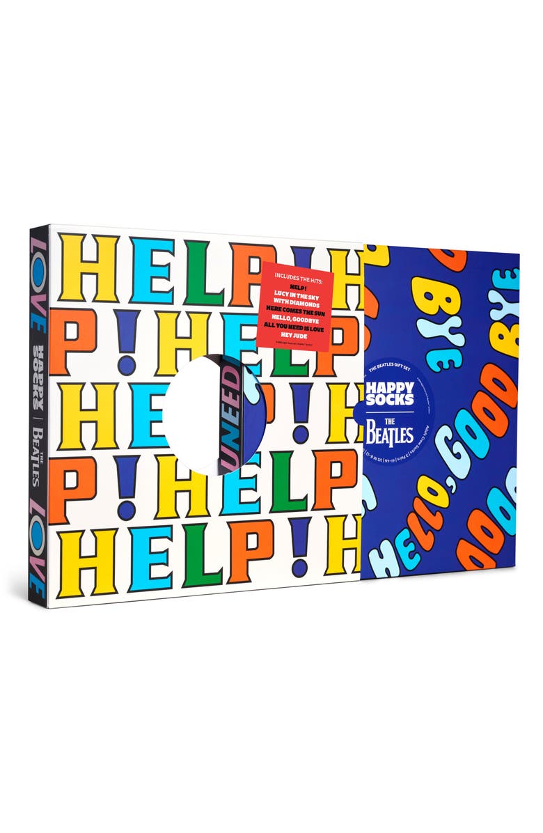 Happy Socks Assorted 6-Pack The Beatles Socks Gift Box, Alternate, color, Black