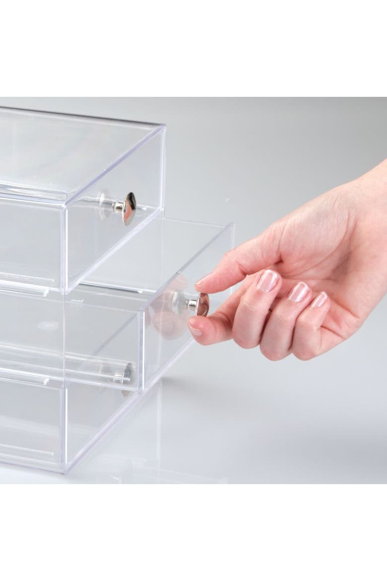 Stackable 3-Drawer Vanity Makeup Organizer - Clear, Alternate, color, Clear