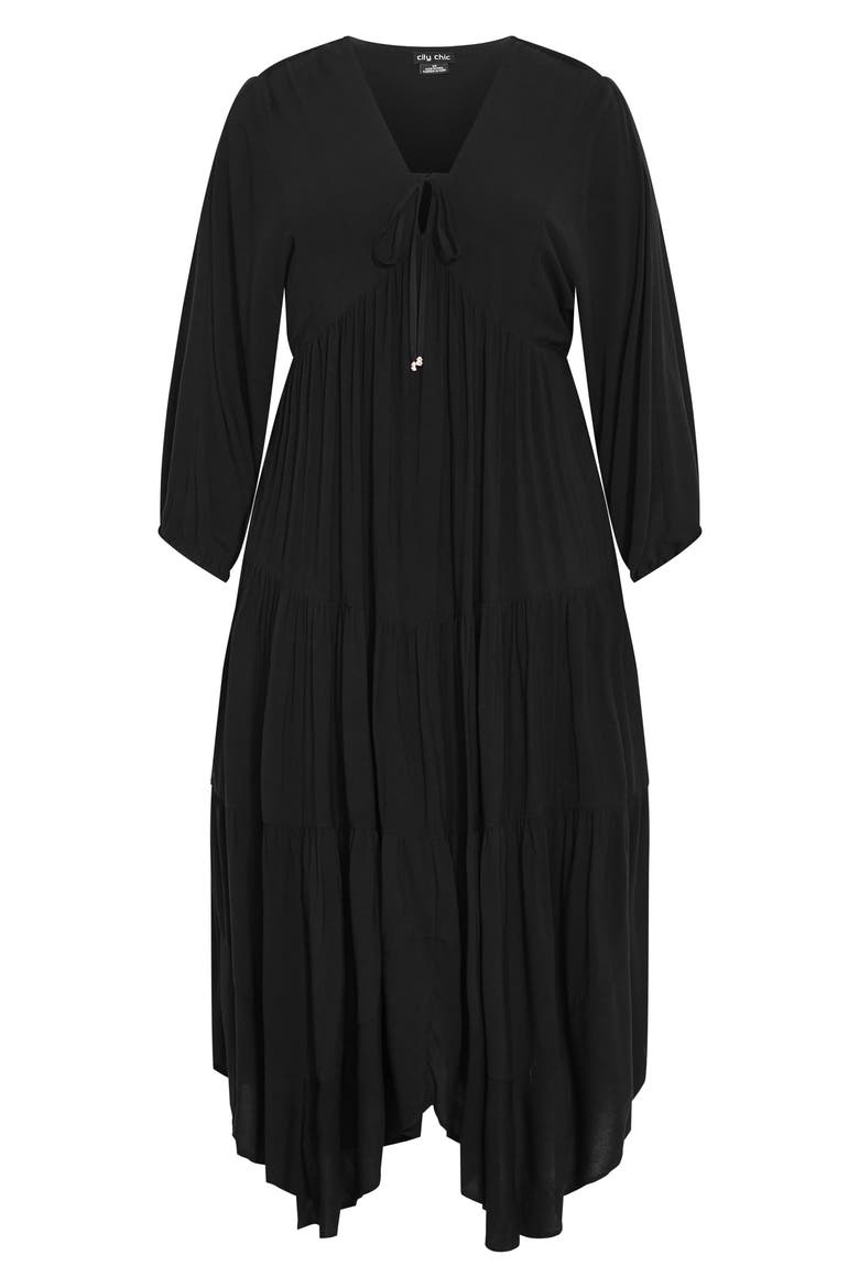 long sleeve handkerchief dress Oscar de La Renta Long-Sleeve Chine Cyclamen Silk Twill Handkerchief Dress, Blue, Women's, 14, Satin & Silk Dresses