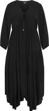 City Chic Divine Grace Long Sleeve Handkerchief Hem Dress