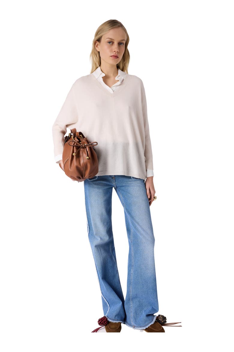 Lenae V-Neck Loose Fit Jumper, Alternate, color, Ecru