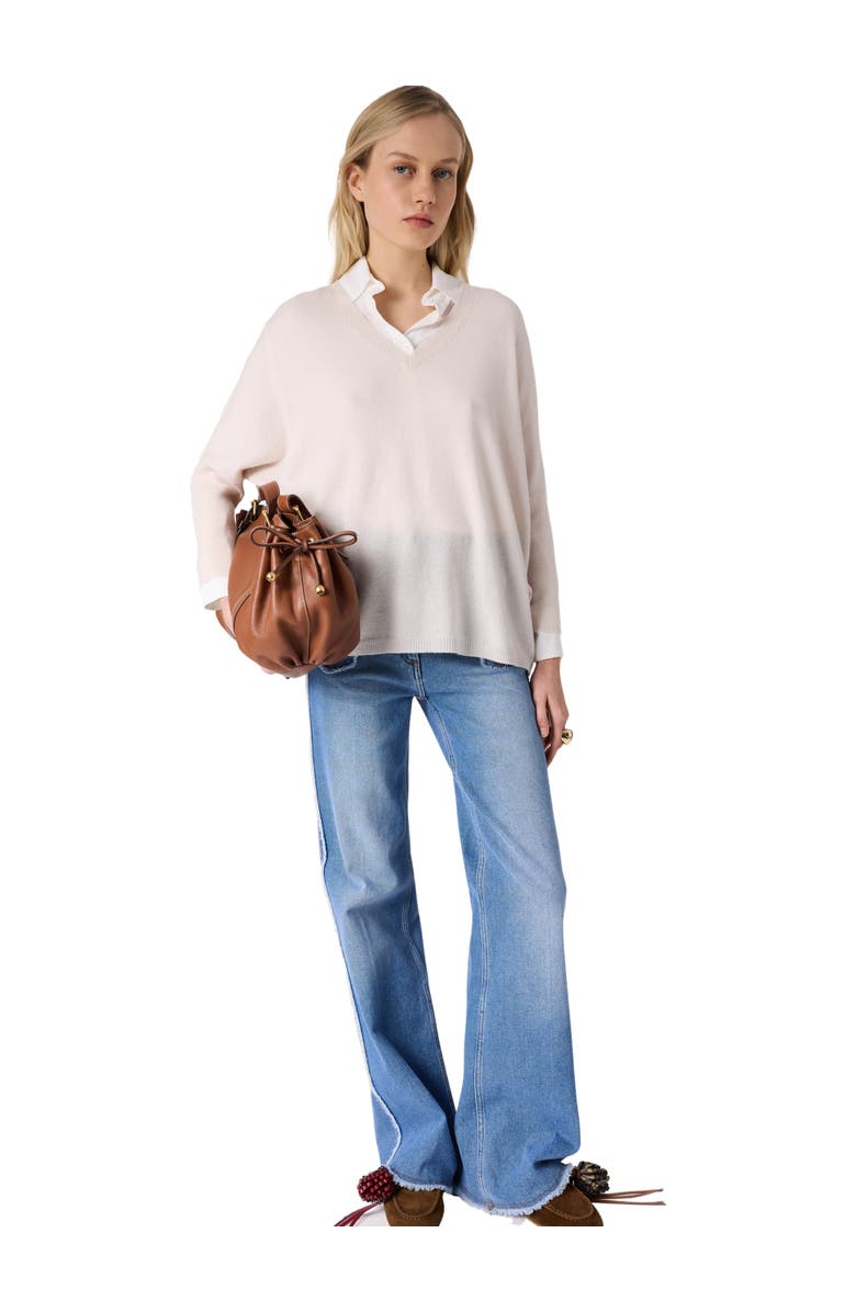 GERARD DAREL Lenae V-Neck Loose Fit Jumper, Alternate, color, Ecru