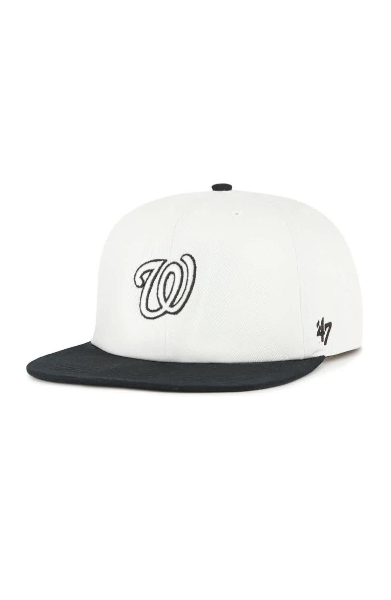 '47 Men's '47 White/Black Washington Nationals Foundation Captain Snapback Hat, Main, color, 
