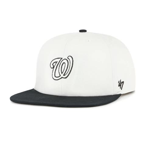 Men's '47 White/Black Washington Nationals Foundation Captain Snapback Hat