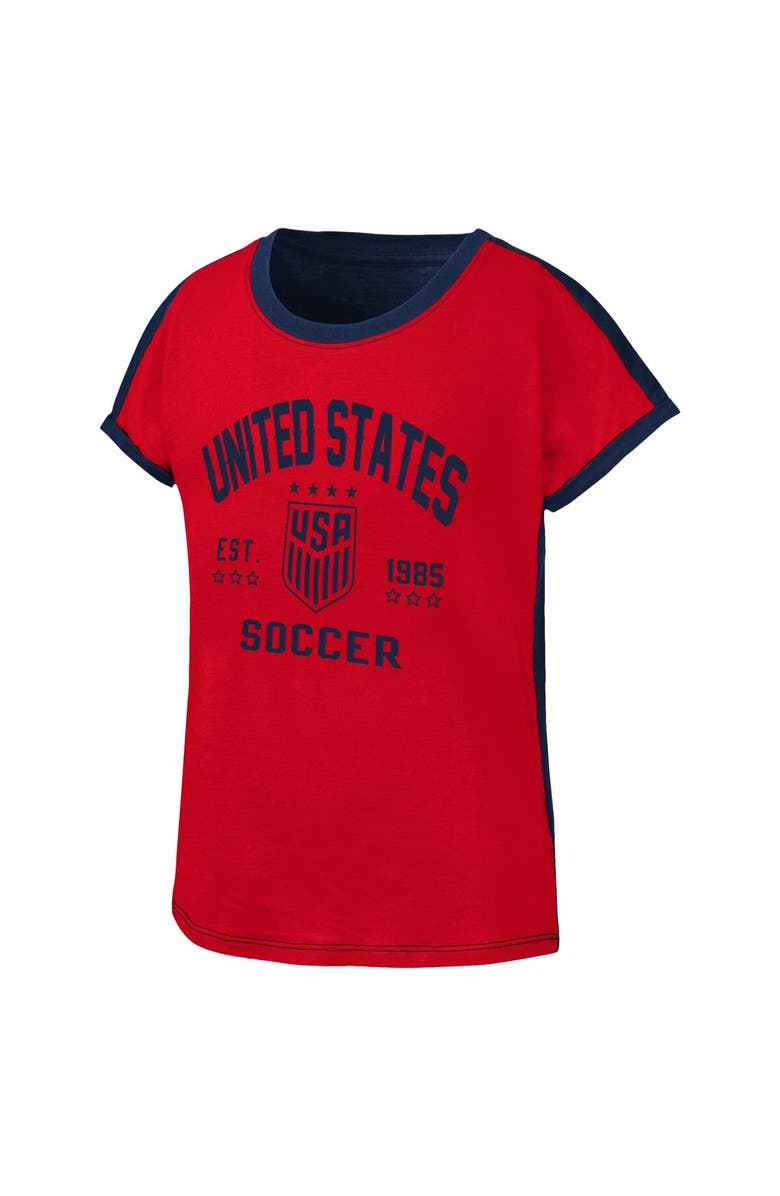 Outerstuff Girls Youth Red/Navy USWNT Half-Volley T-Shirt, Alternate, color, Red