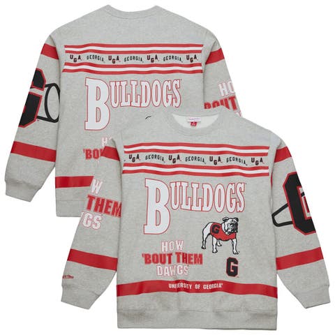 Men's Mitchell & Ness Heather Gray Georgia Bulldogs All Over Print Sweatshirt
