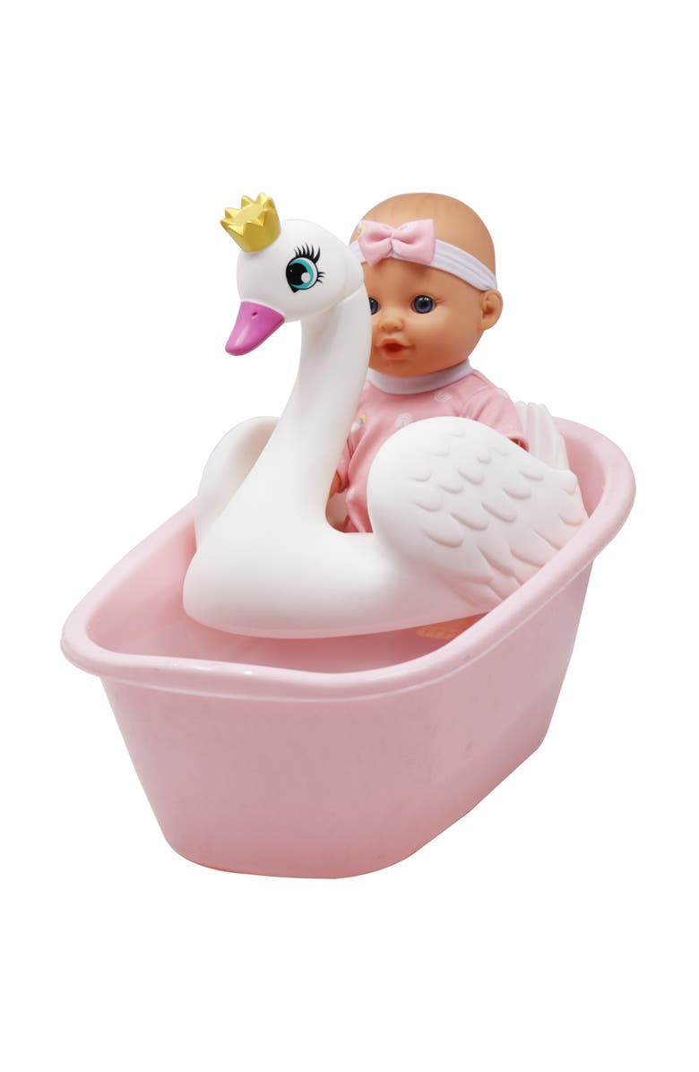 Dream Collection 10 Inch Bath Time Baby Doll with Swan, Alternate, color, Multicolored