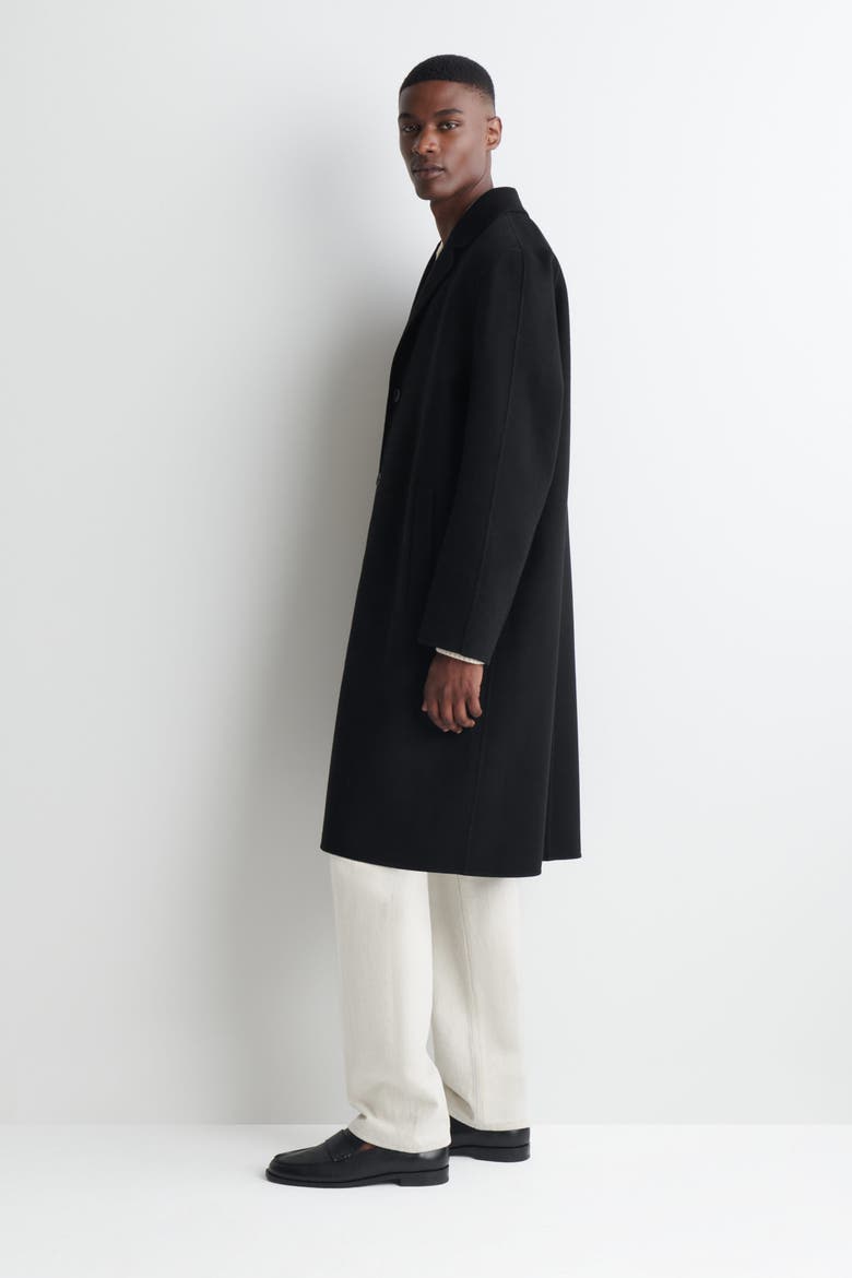 Tailored Double-Faced Wool-Blend Coat, Alternate, color, BLACK