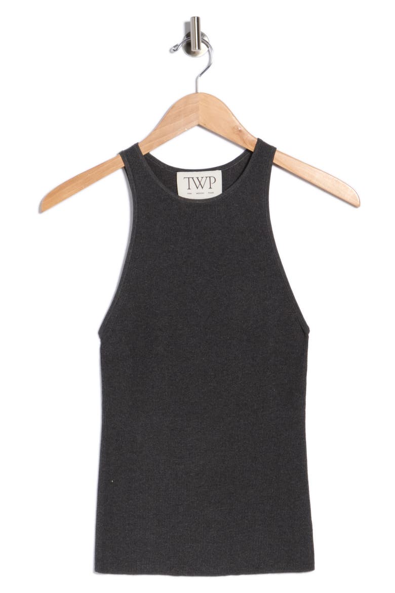 Harbor Ribbed Leather Tank, Main, color, CHARCOAL HEATHER GREY