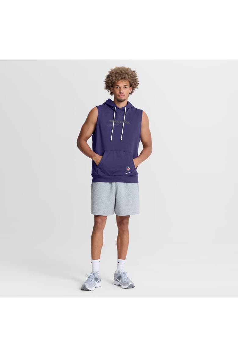 Men's Nike Purple Baltimore Ravens Sideline Standard Issue Dri-FIT Sleeveless Hoodie, Alternate, color, Purple
