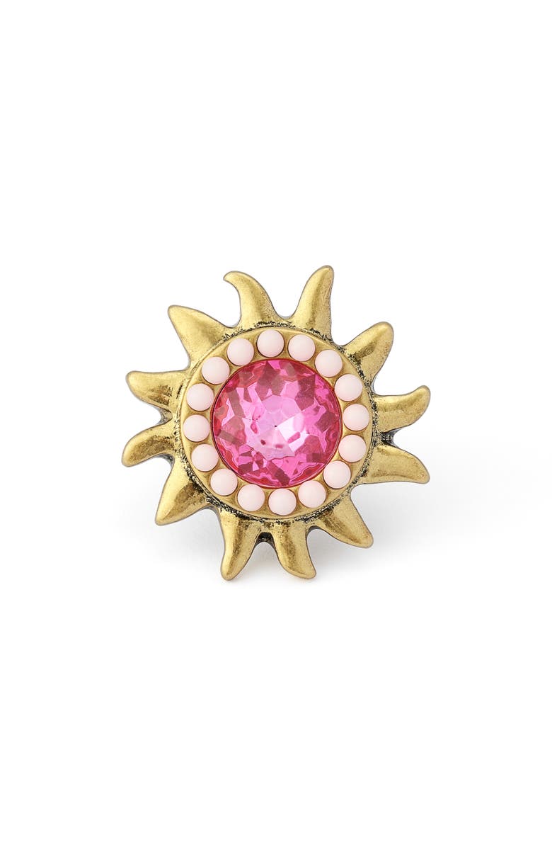 Kurt Geiger London Pavé Stone Sun Cocktail Ring, Main, color, Gold/ Pink