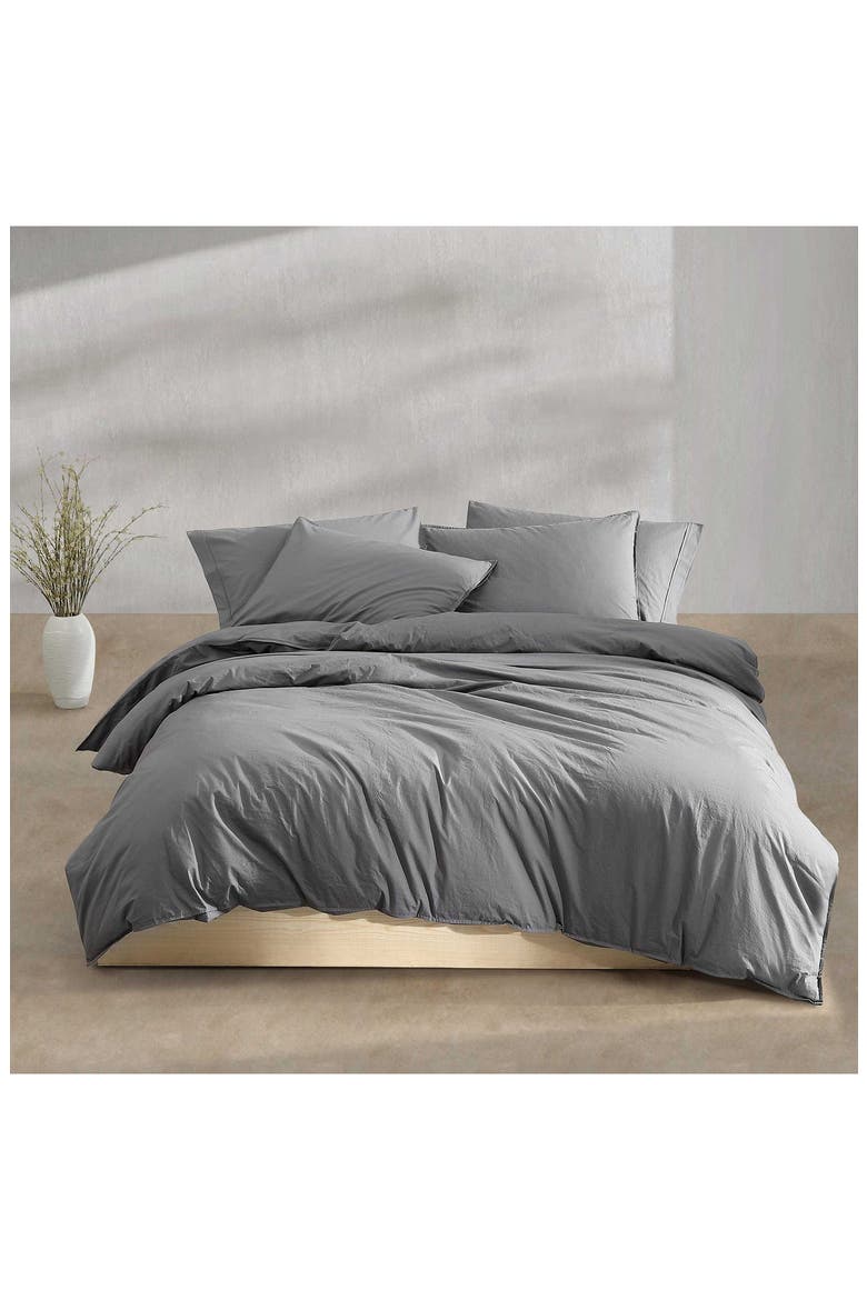 Washed Percale Comforter & Shams Set, Alternate, color, GREY