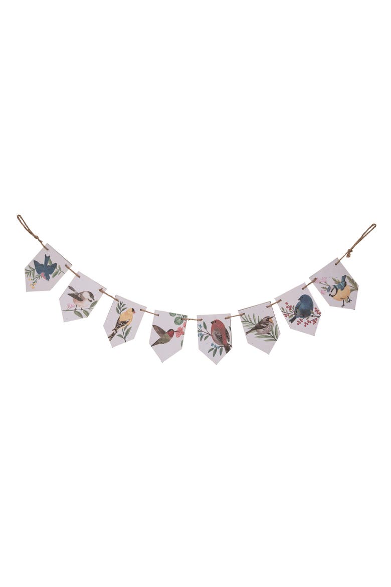 Wood 59" Multicolor Spring Bird Banner Hanging Decor, Main, color, Multicolored