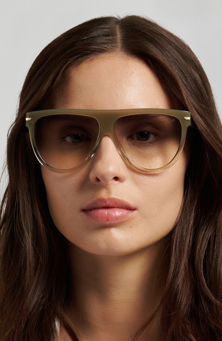 Victoria Beckham 60mm Flat Top Square Sunglasses, Alternate, color, Olive/ Green Shaded