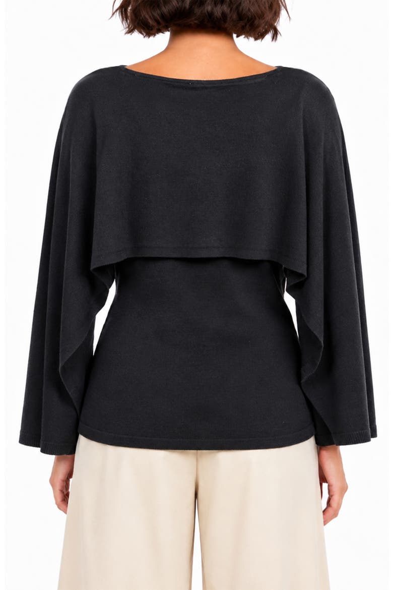 Noble Cape Dolman Sweater, Alternate, color, BLACK