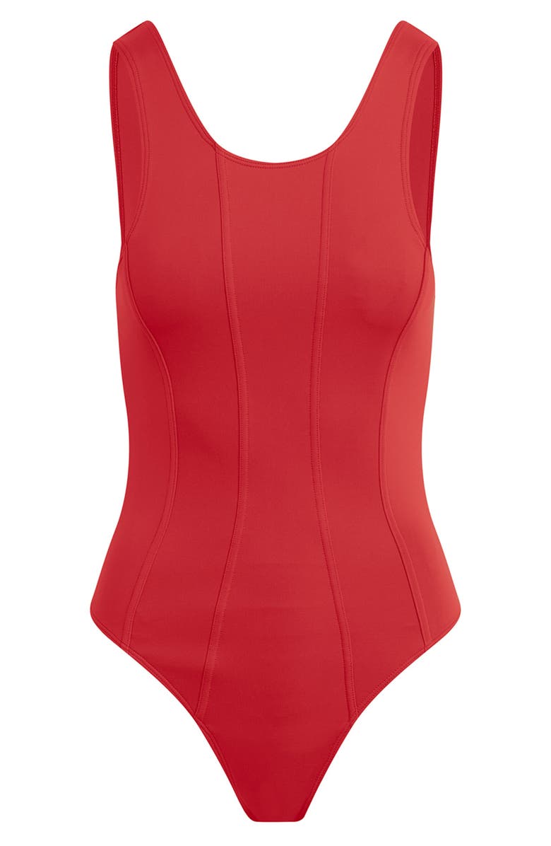 Hudson Jeans Scoop Neck Bodysuit, Alternate, color, Poinsettia