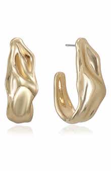 Curve Hammered Hoop Earrings
