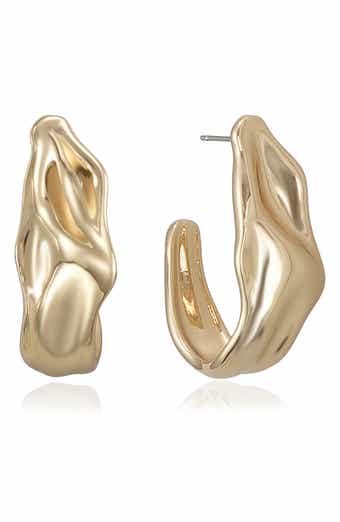 Curve Hammered Hoop Earrings
