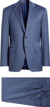 Canali Siena Regular Fit Pinstripe Blue Wool Suit