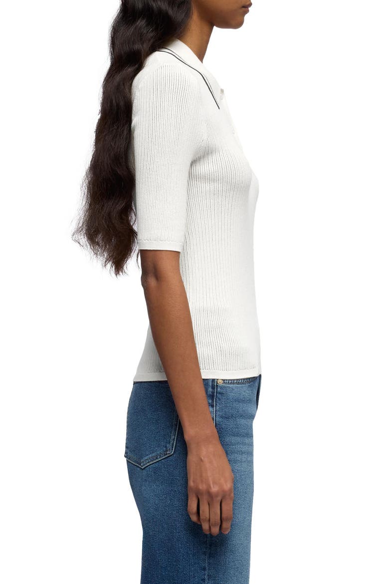 Piped Rib Polo Sweater, Alternate, color, WHITE