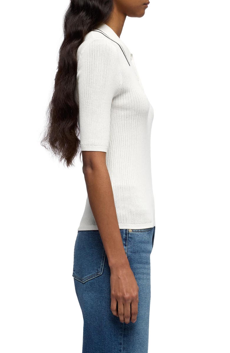 7 For All Mankind Piped Rib Polo Sweater, Alternate, color, White
