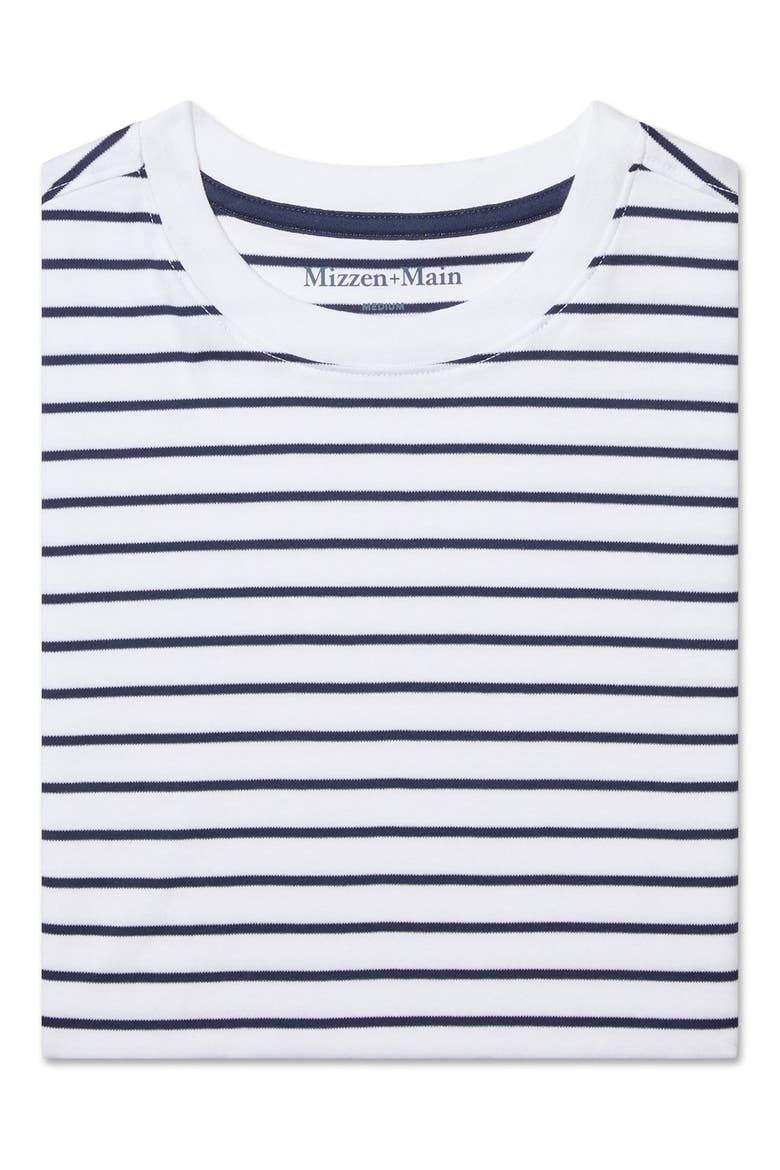 Palmer White Navy Stripe Pima Cotton T-Shirt, Alternate, color, WHITE NAVY STRIPE