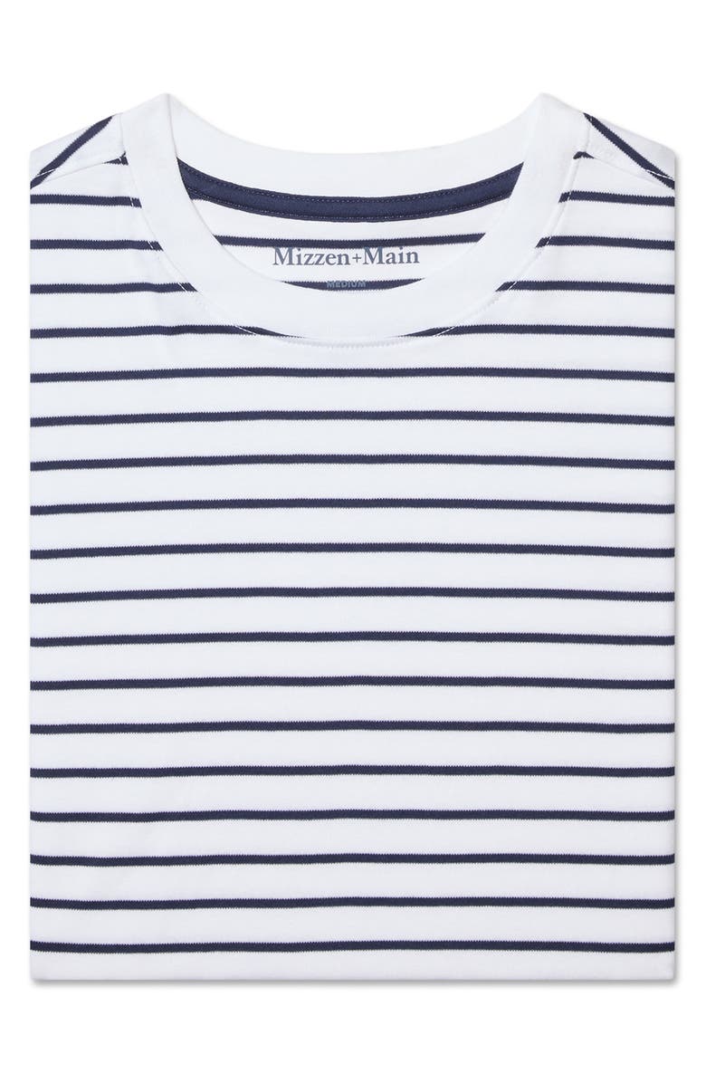 Mizzen+Main Palmer White Navy Stripe Pima Cotton T-Shirt, Alternate, color, White Navy Stripe