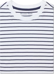 Mizzen+Main Palmer White Navy Stripe Pima Cotton T-Shirt