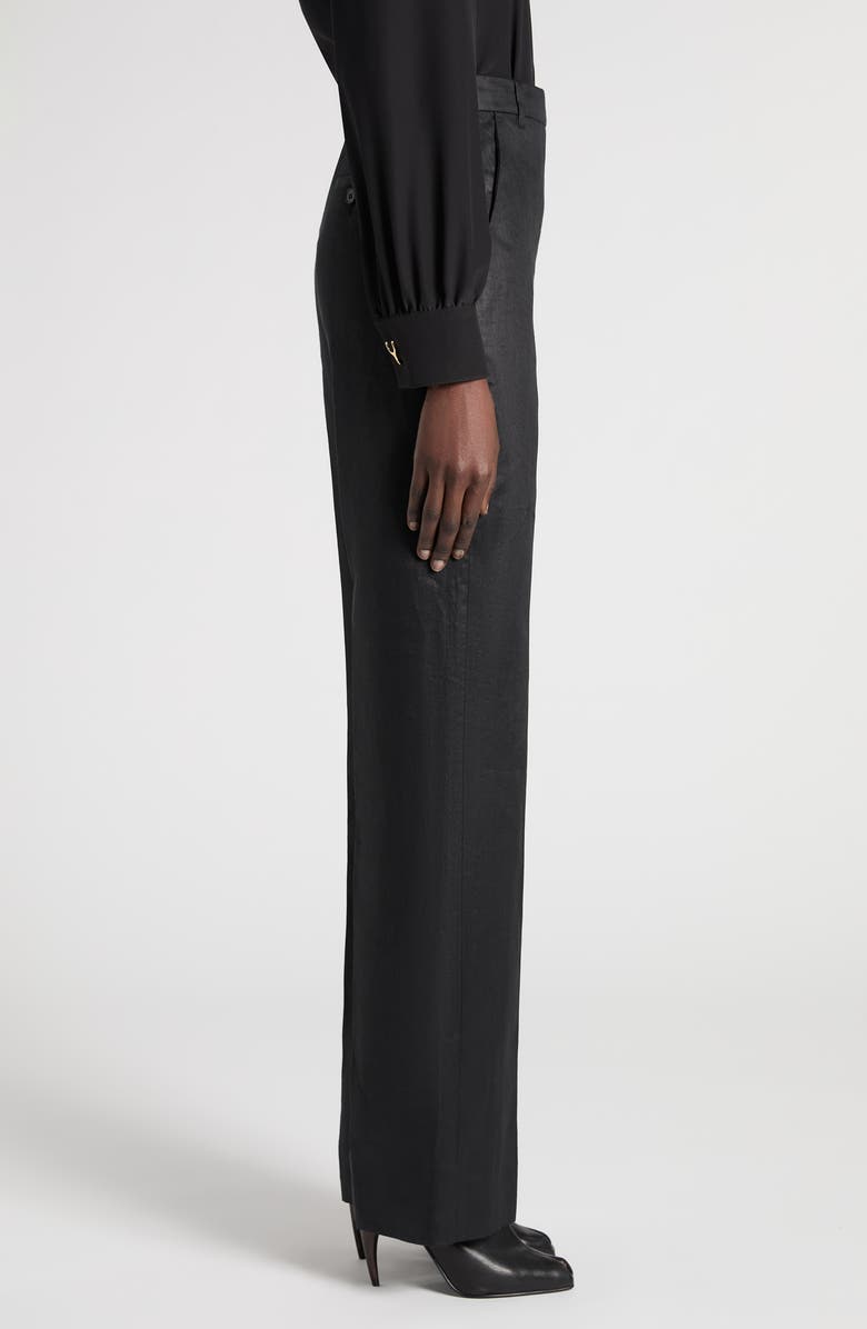 McQueen Straight Leg Linen Trousers, Alternate, color, Black