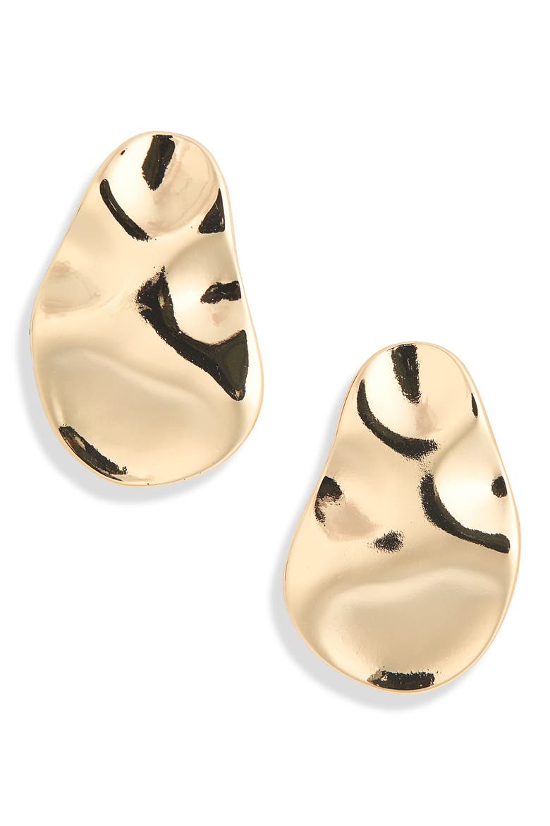 Molten Oval Drop Earrings, Main, color, GOLD