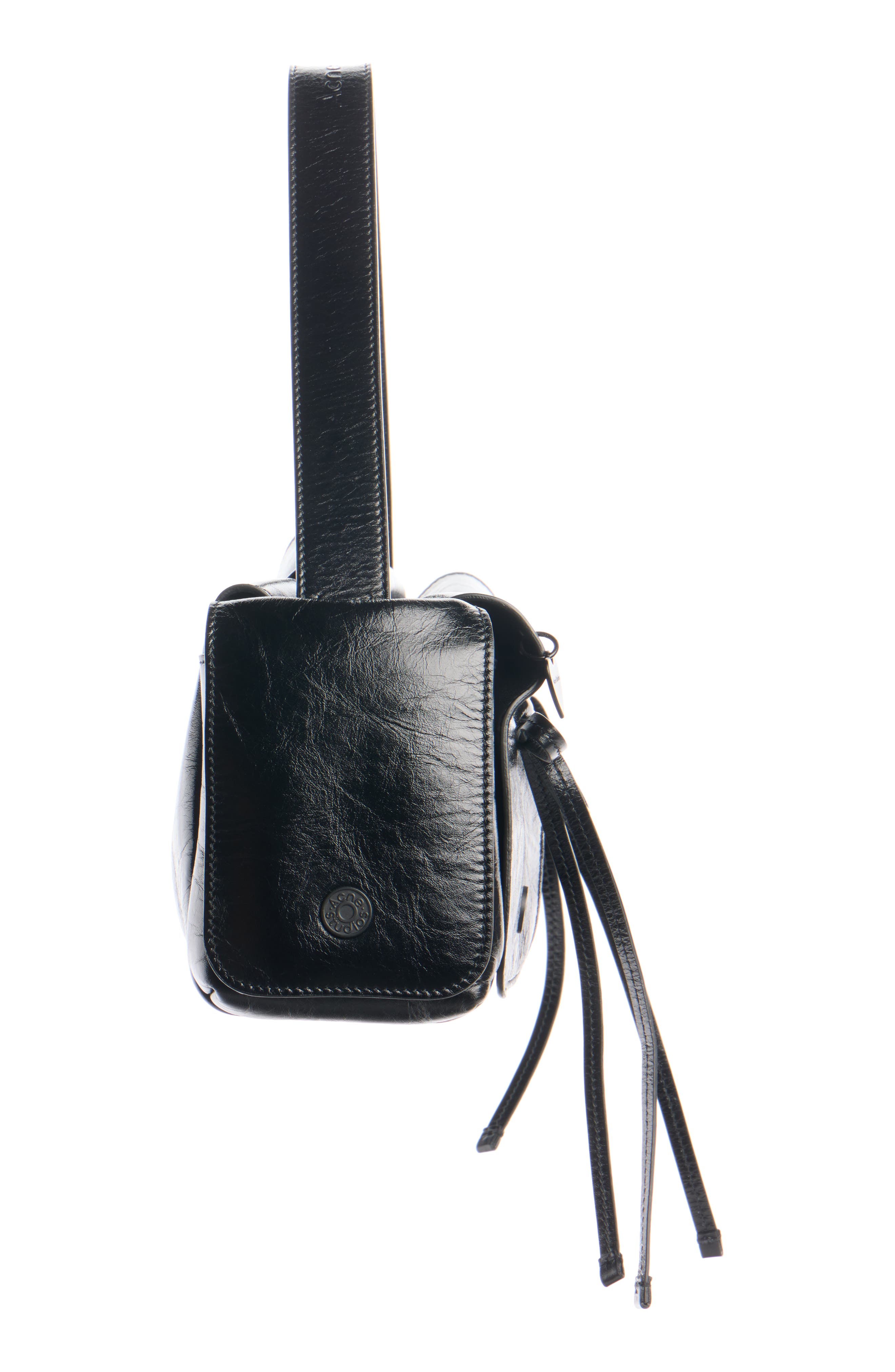 Acne Studios Multipocket Luxe Crinkle Leather Top Handle Bag, Alternate, color, Black