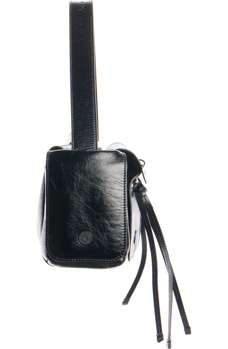 Acne Studios Multipocket Luxe Crinkle Leather Top Handle Bag, Alternate, color, Black