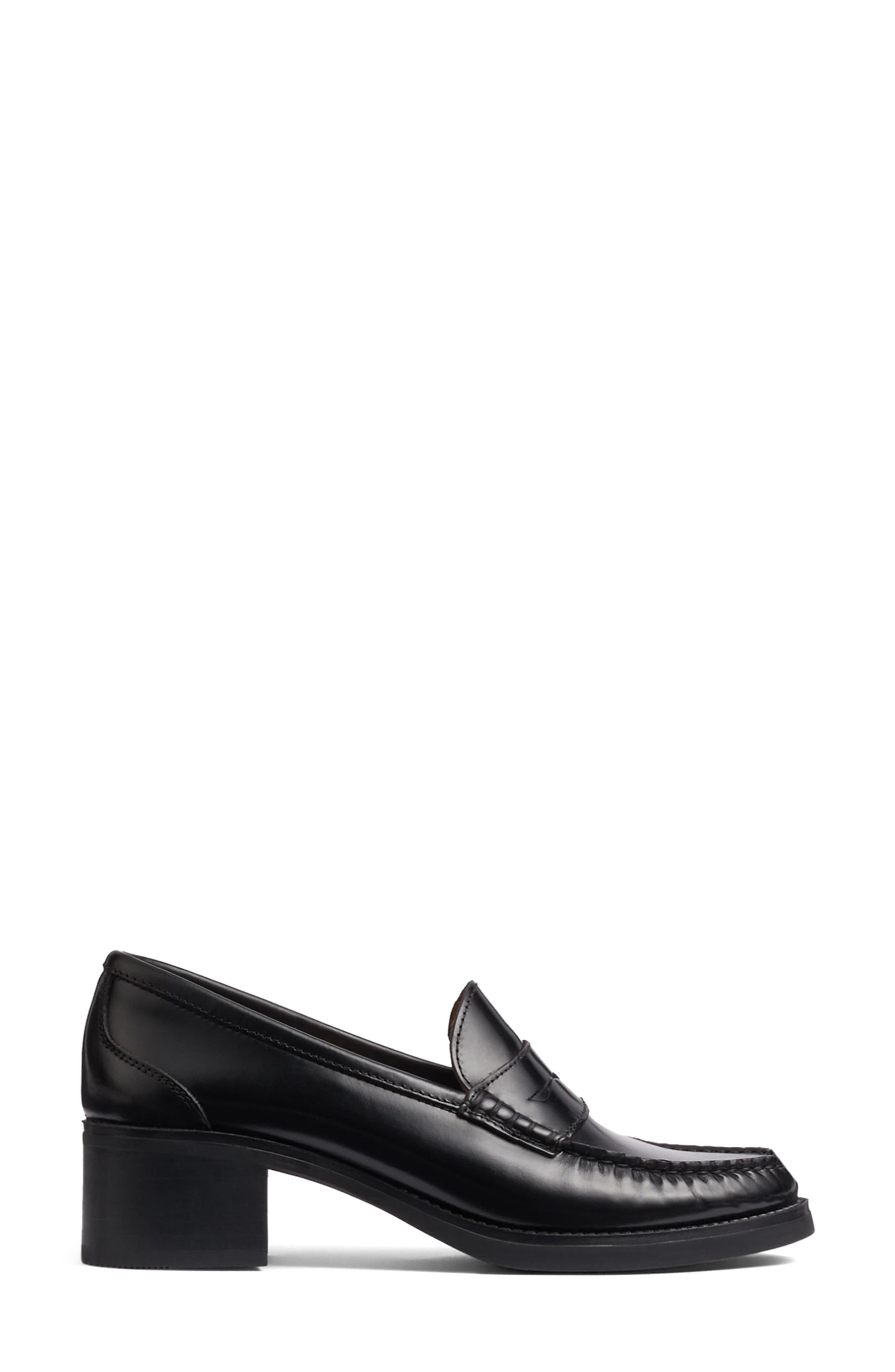 LK Bennett Manon Block Heel Penny Loafer, Alternate, color, Black