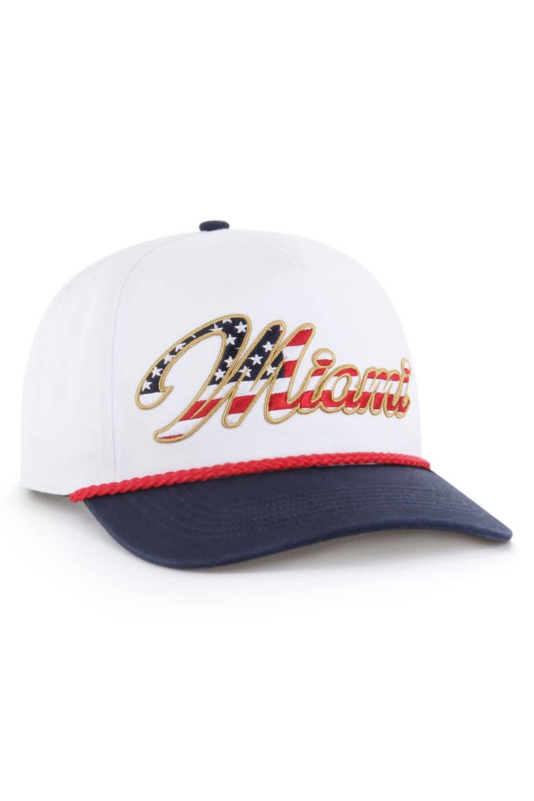 Men's '47 White Miami Dolphins Patriotic Overhand Hitch Adjustable Hat, Alternate, color, White