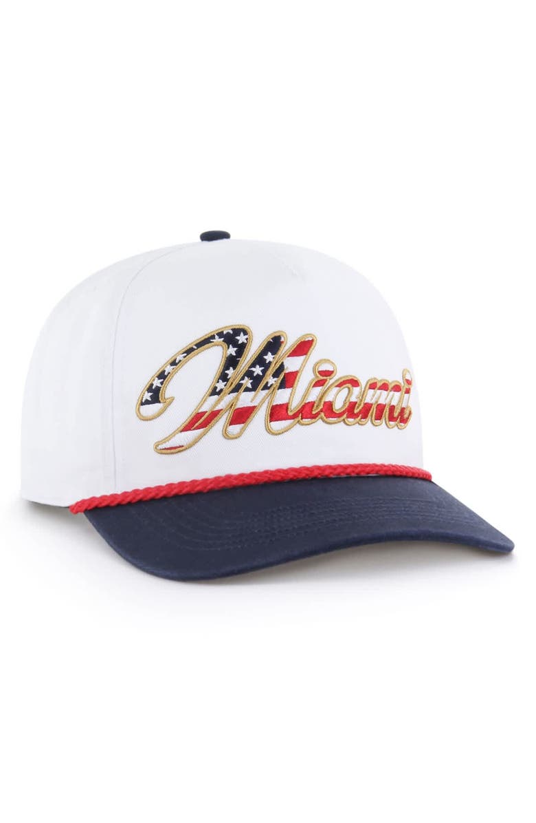 '47 Men's '47 White Miami Dolphins Patriotic Overhand Hitch Adjustable Hat, Alternate, color, White