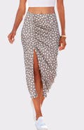 LASCANA Women's Ruched Slit Midi Skirt