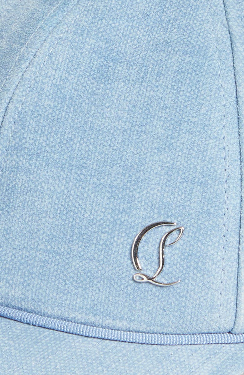 Christian Louboutin Mooncrest Suede Baseball Cap, Alternate, color, Ceruleo