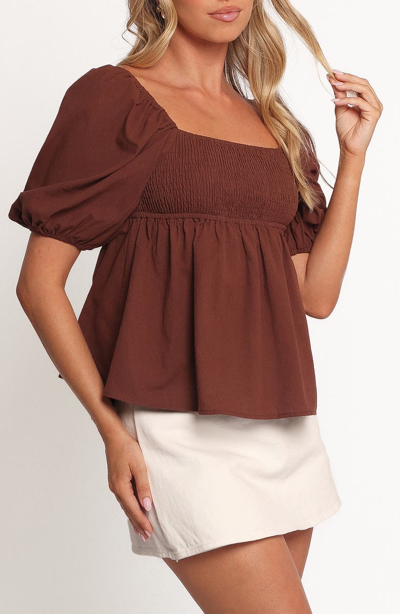 Petal 
Pup Jemima Puff Sleeve Smocked Cotton Babydoll Top, Alternate, color, 