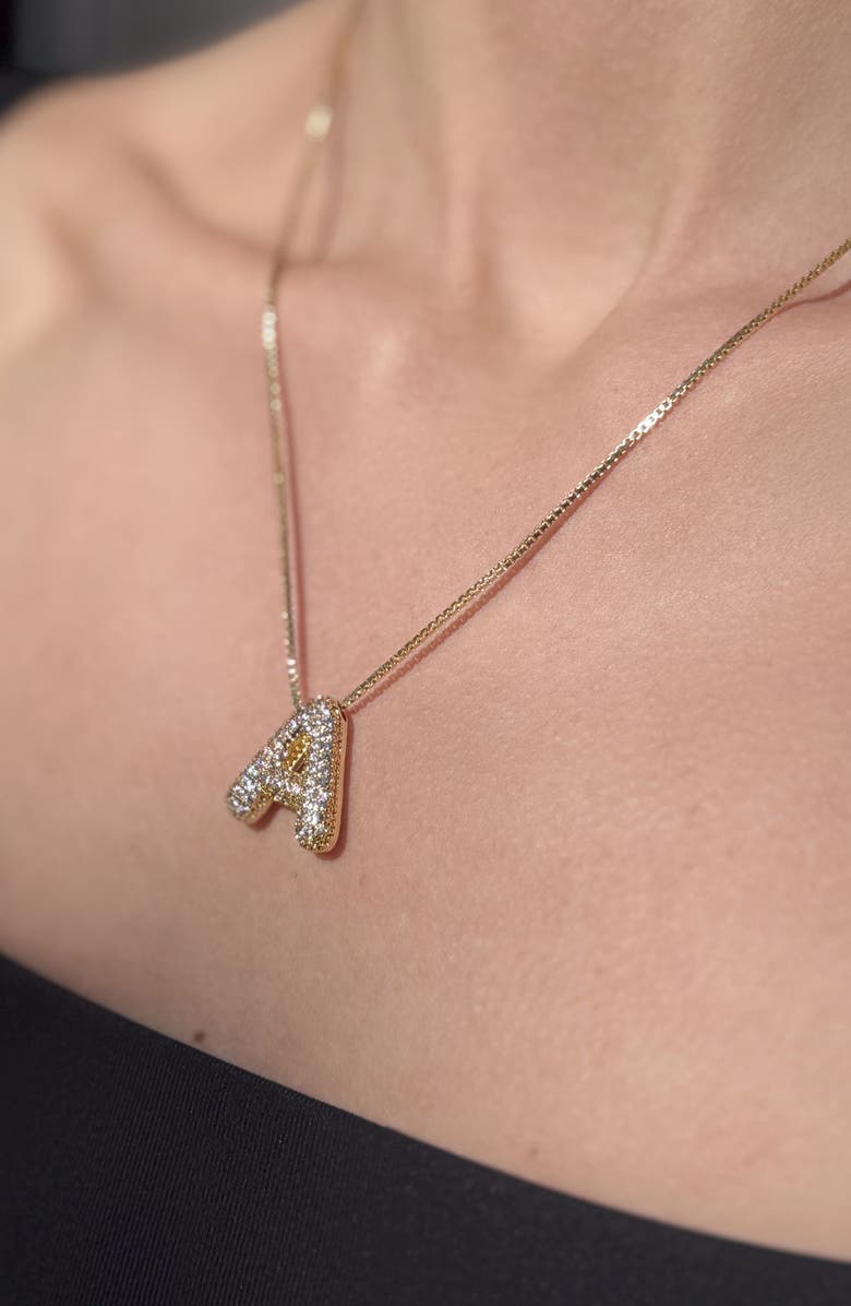 Adornia Pavé Bubble Initial Pendant Necklace, Alternate, color, Gold-A