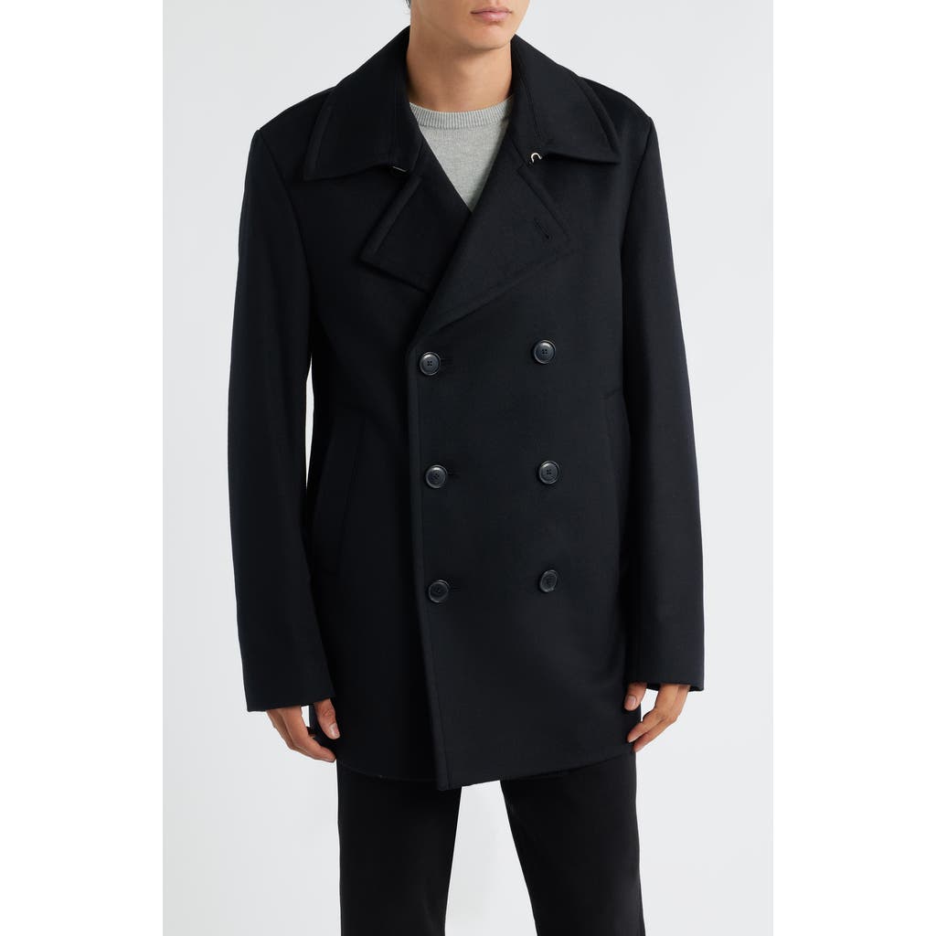 Hugo Boss Boss Hyde Wool & Cashmere Peacoat In Black