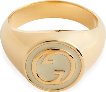 GUCCI カットアウトロゴ ブロンディ レジン パール リング グッチ ブロンディ〕レジン パール リングイエローゴールド
