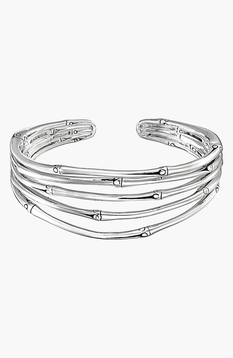 John Hardy Sterling Silver Bamboo Textured Cuff Bracelet, Main, color, 