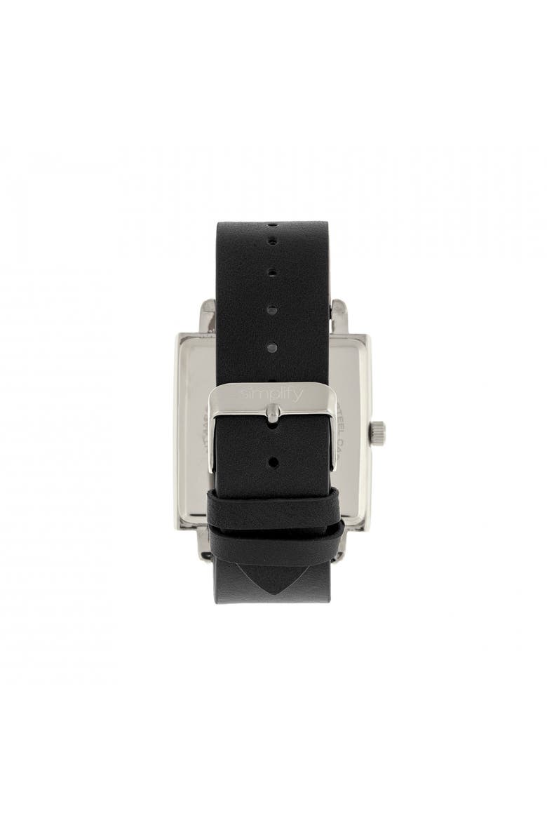 SIMPLIFY The 5000 Leather-Band Watch, Alternate, color, Black/White