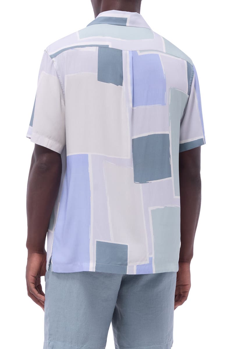 Bugatchi Jackson Abstract Print Camp Shirt, Alternate, color, Almond